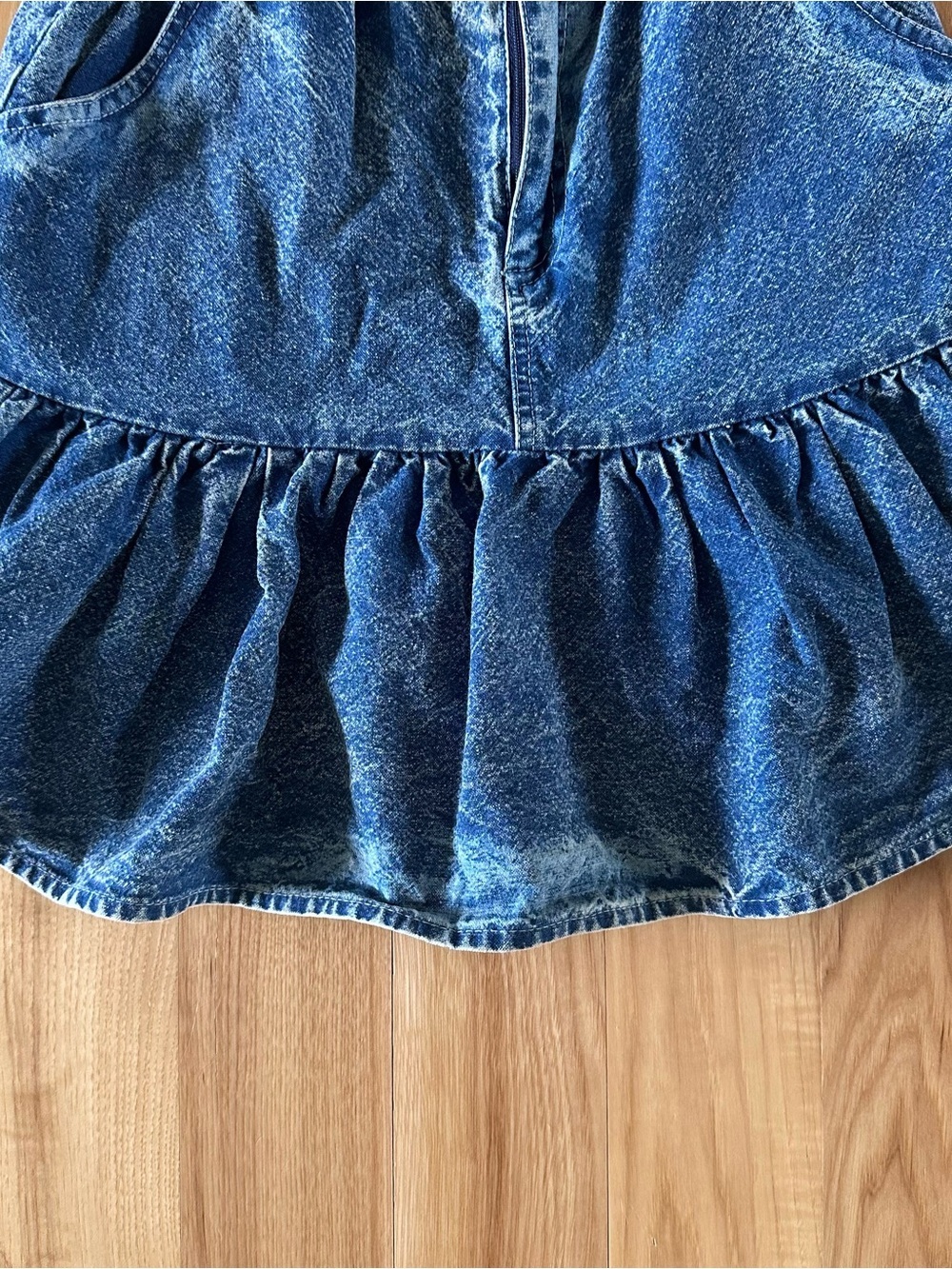 Vtg 80s 90s Pop Kids Denim 2 Pc Set Acid Wash Ruffle Skirt Butterfly Western 12 - Picture 8 of 16